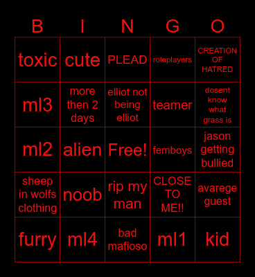 Forsaken bingo Card
