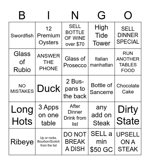 SERVER BINGO Card