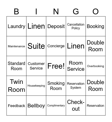 Hotel Services Management Bingo Card