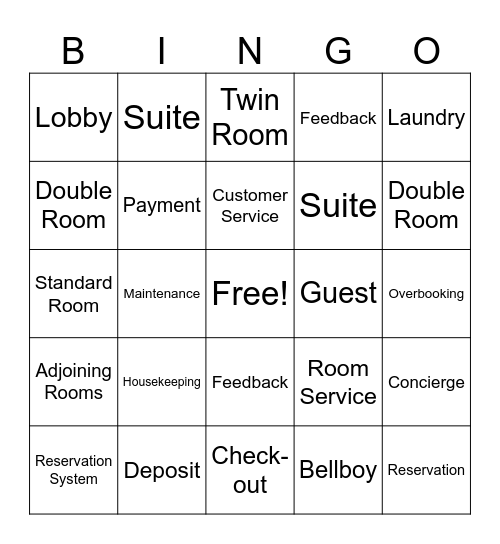 Hotel Services Management Bingo Card