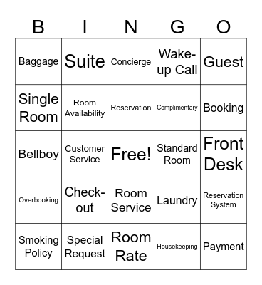 Hotel Services Management Bingo Card