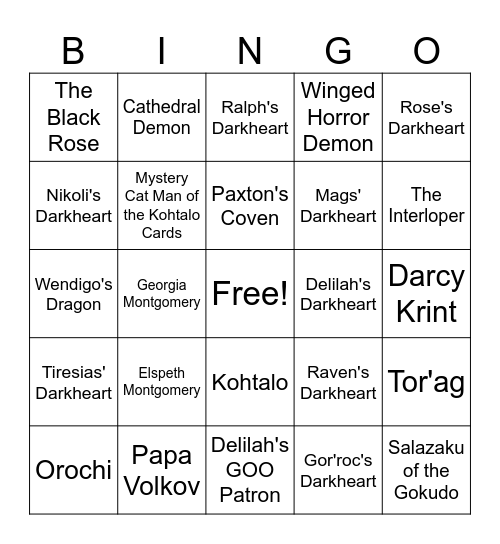 Rose's Mental Prison Bingo Card