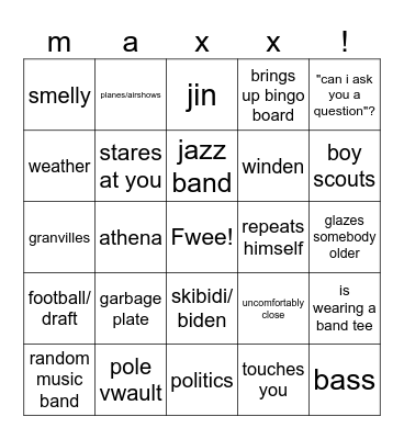 bwingo Bingo Card