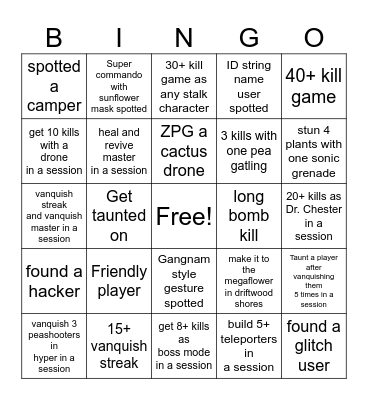 GW1 pc bingo Card