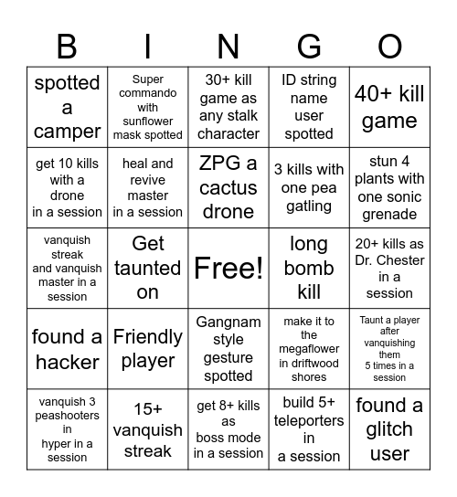 GW1 pc bingo Card