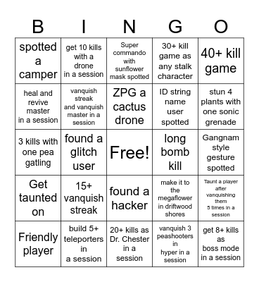 GW1 pc bingo Card