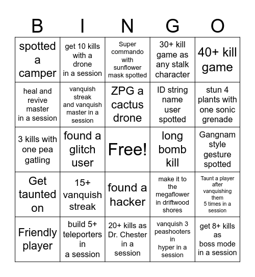 GW1 pc bingo Card