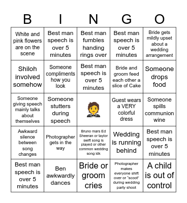 Wedding Bingo Card