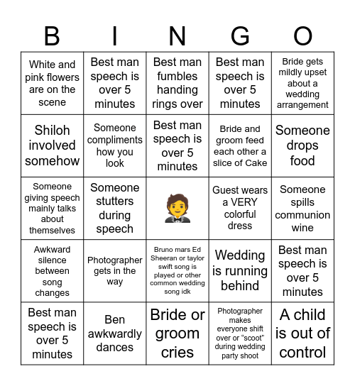 Wedding Bingo Card