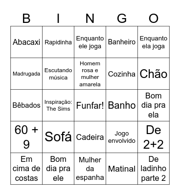 Bingo do Sexo Bingo Card