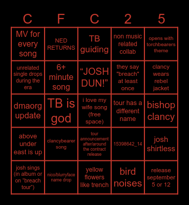 BREACH ERA Bingo Card