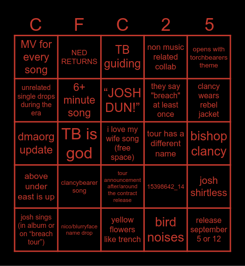 BREACH ERA Bingo Card