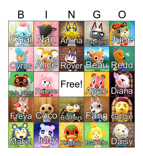 Animal Crossing Bingo Card