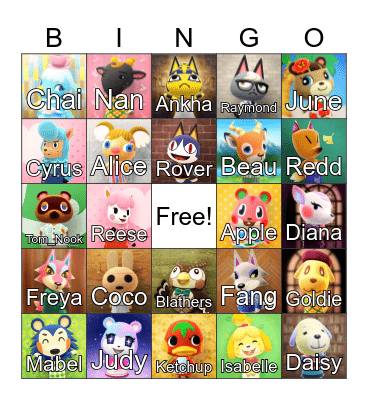 Animal Crossing Bingo Card