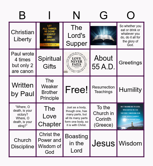 1 Corinthians Bingo Card
