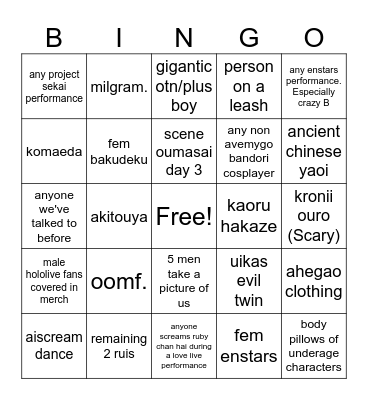 anime boston day 3 Bingo Card