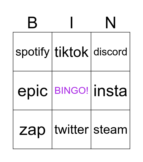 Bingo SB Bingo Card