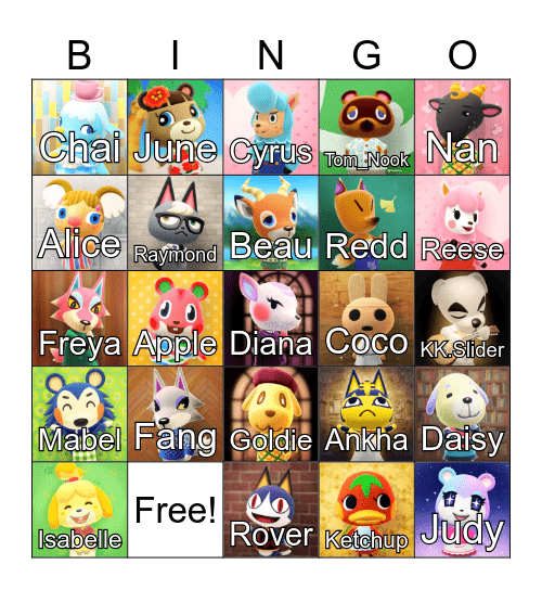 Animal Crossing Bingo Card
