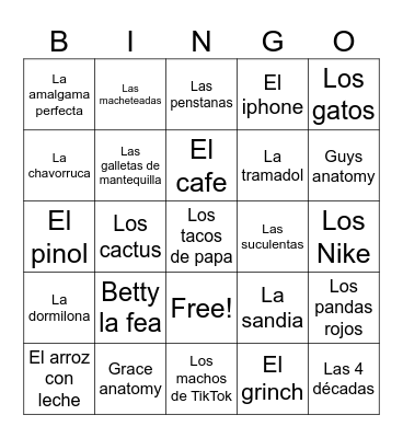 El bingo Liliañero Bingo Card
