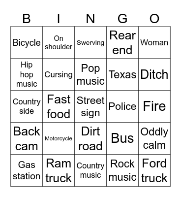Idiots in cars Bingo Card