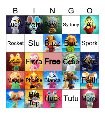 Animal Crossing Villager Hunting Bingo Card