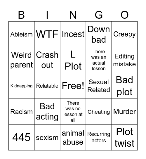 Reaction time of TT Bingo Card
