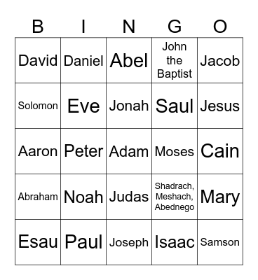 Bible  Bingo Card