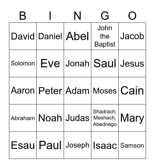Bible  Bingo Card