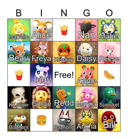 Animal Crossing Bingo Card
