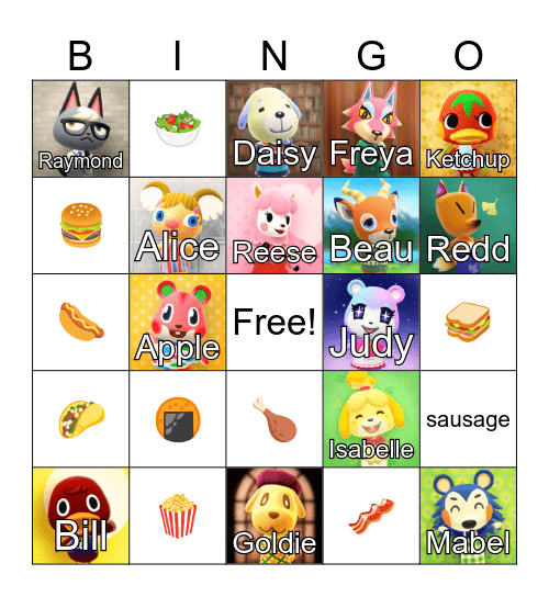 Animal Crossing Bingo Card