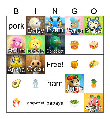 Animal Crossing Bingo Card