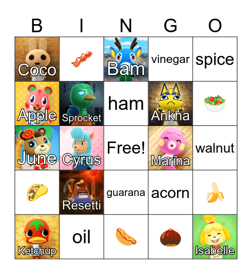 Animal Crossing Bingo Card