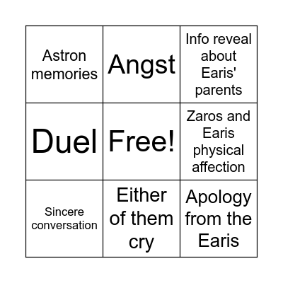 The Noble Trials Ep. 7 Bingo Card