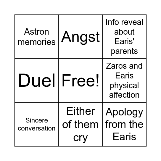 The Noble Trials Ep. 7 Bingo Card