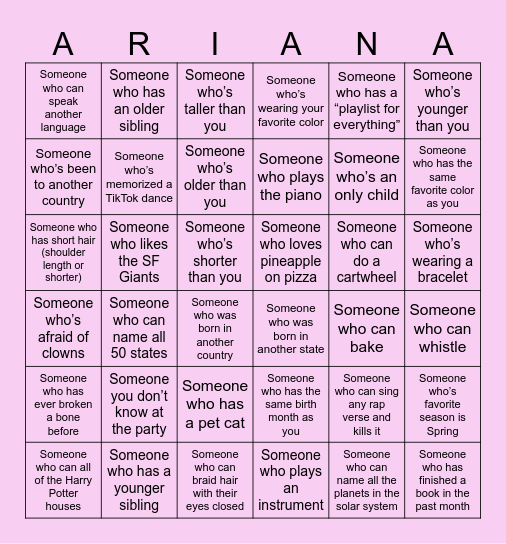 Name Bingo Icebreaker Bingo Card