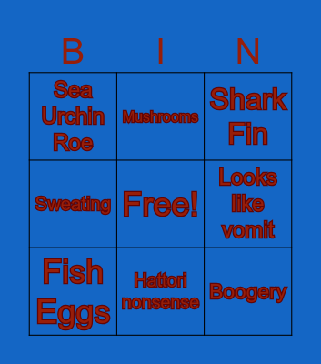 Iron Chef Japanese Bingo Card