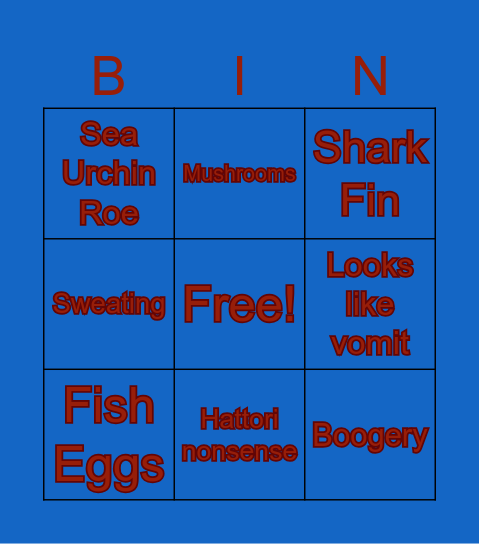 Iron Chef Japanese Bingo Card