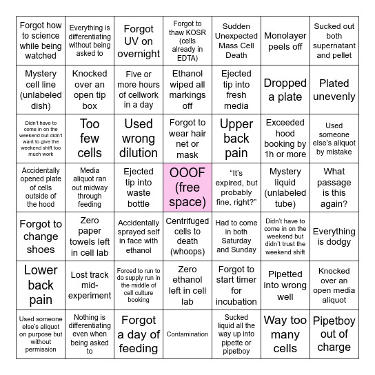 iPSC-lab cell culture binge Bingo Card