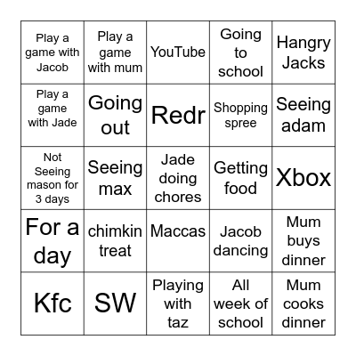 Wijnen bingo or we stay at dads Bingo Card