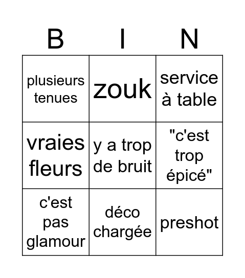 Untitled Bingo Card