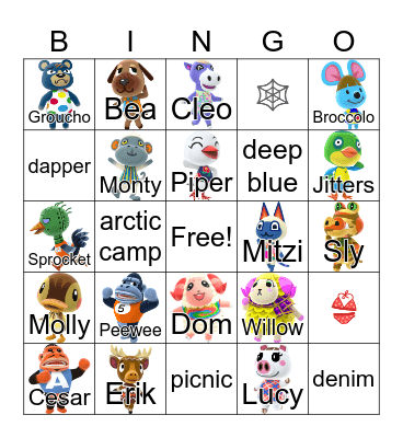 Animal Crossing Bingo Card