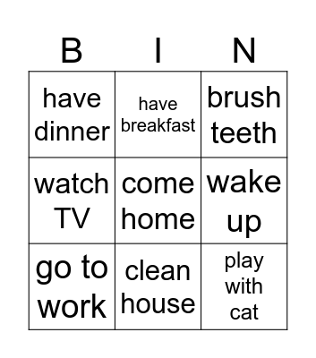 Daily Routines Bingo Card
