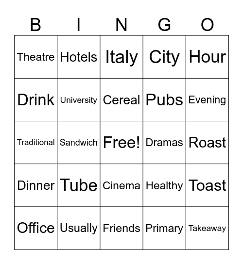 Daily life in London Bingo Card