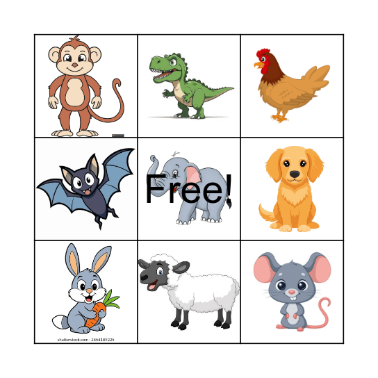 Animals Bingo Card
