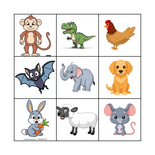 Animals Bingo Card