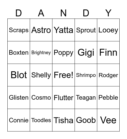 Dandys world twisteds Bingo Card