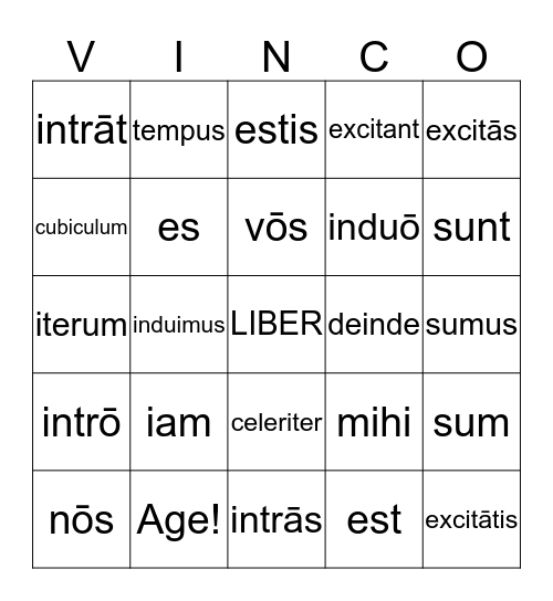 Ecce Roman Ch. 8 Vocabulary Bingo Card