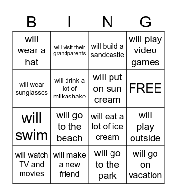 Summer plans. Find someone who... Bingo Card