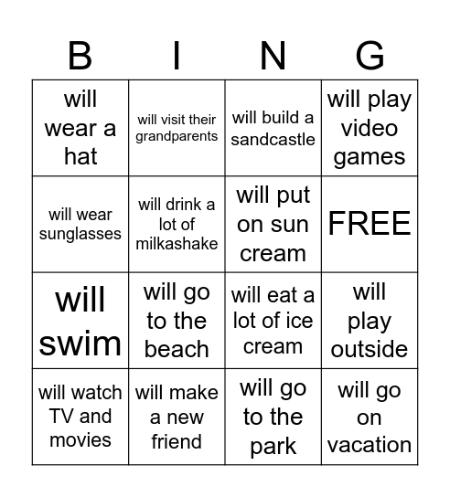 Summer plans. Find someone who... Bingo Card