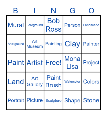 Art Project Bingo Card